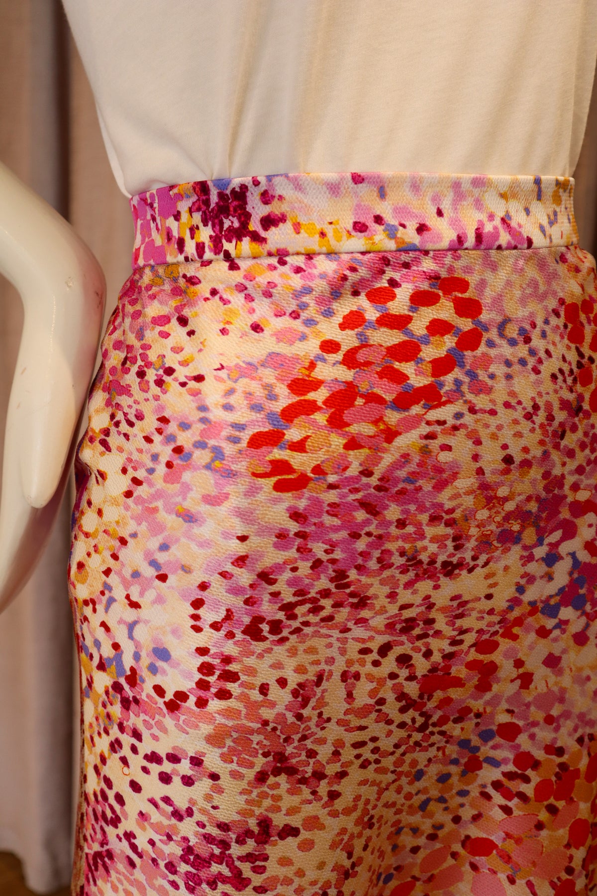 Gia Skirt | Hammered Satin | Watercolor Splatters