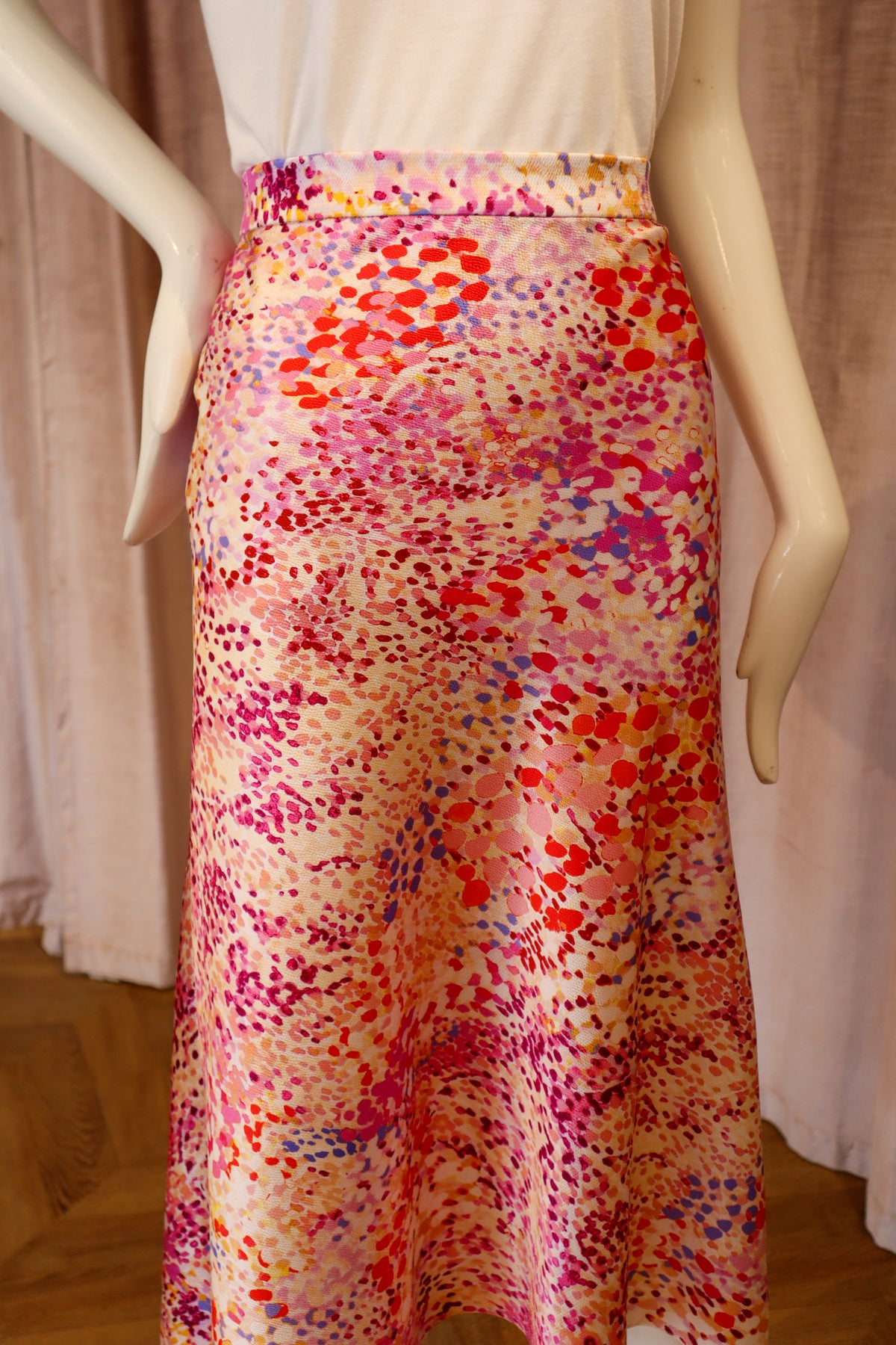 Gia Skirt | Hammered Satin | Watercolor Splatters