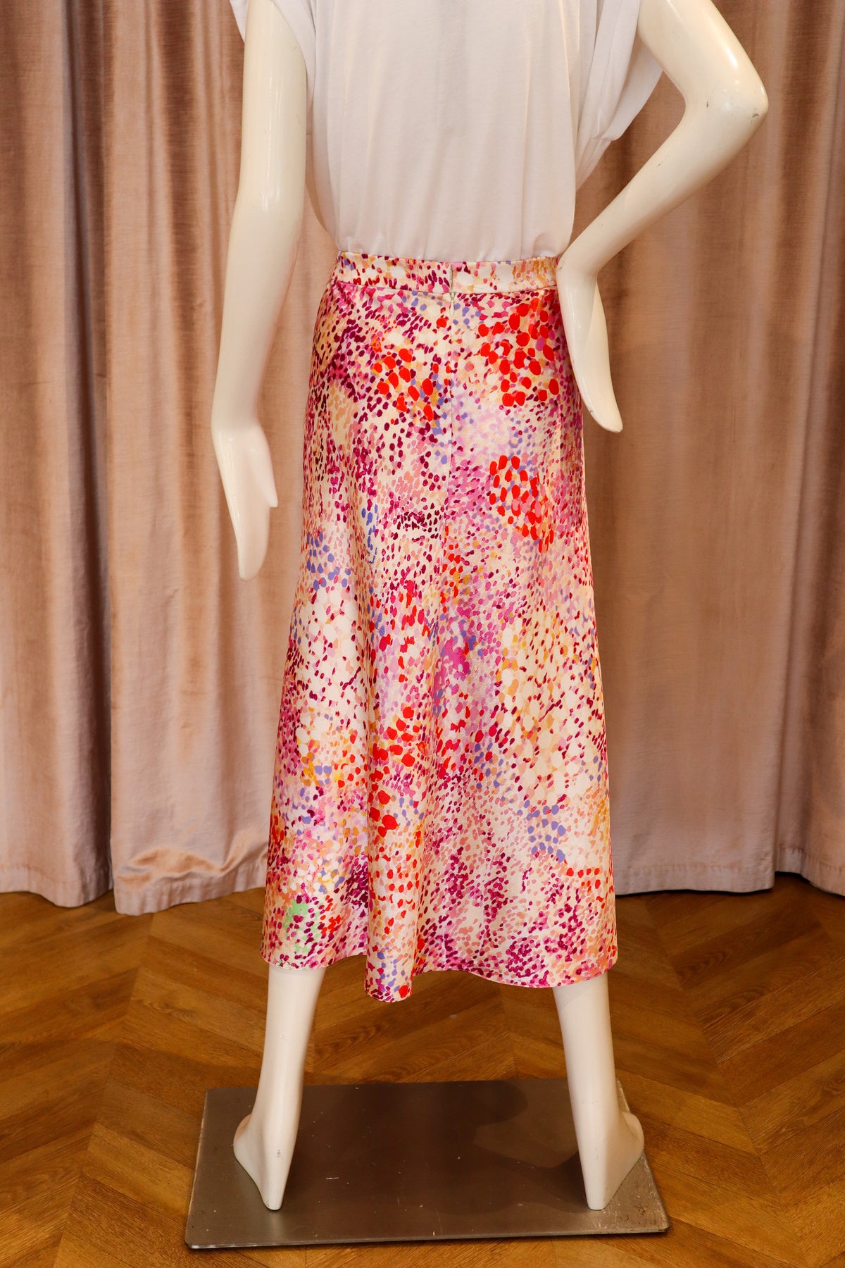 Gia Skirt | Hammered Satin | Watercolor Splatters