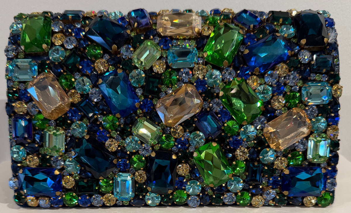 Evening Clutch | Hall of Gems | Multi-Color Blue Tone | Mariam Zardozi