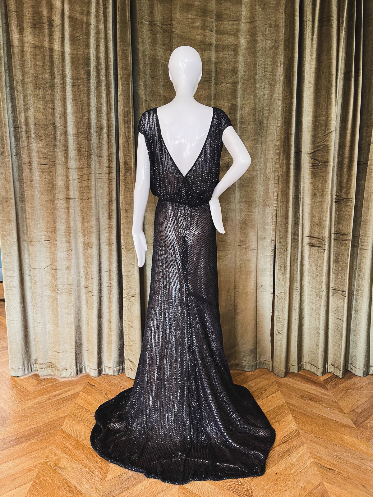 Haveford Gown | Striated Black Beading