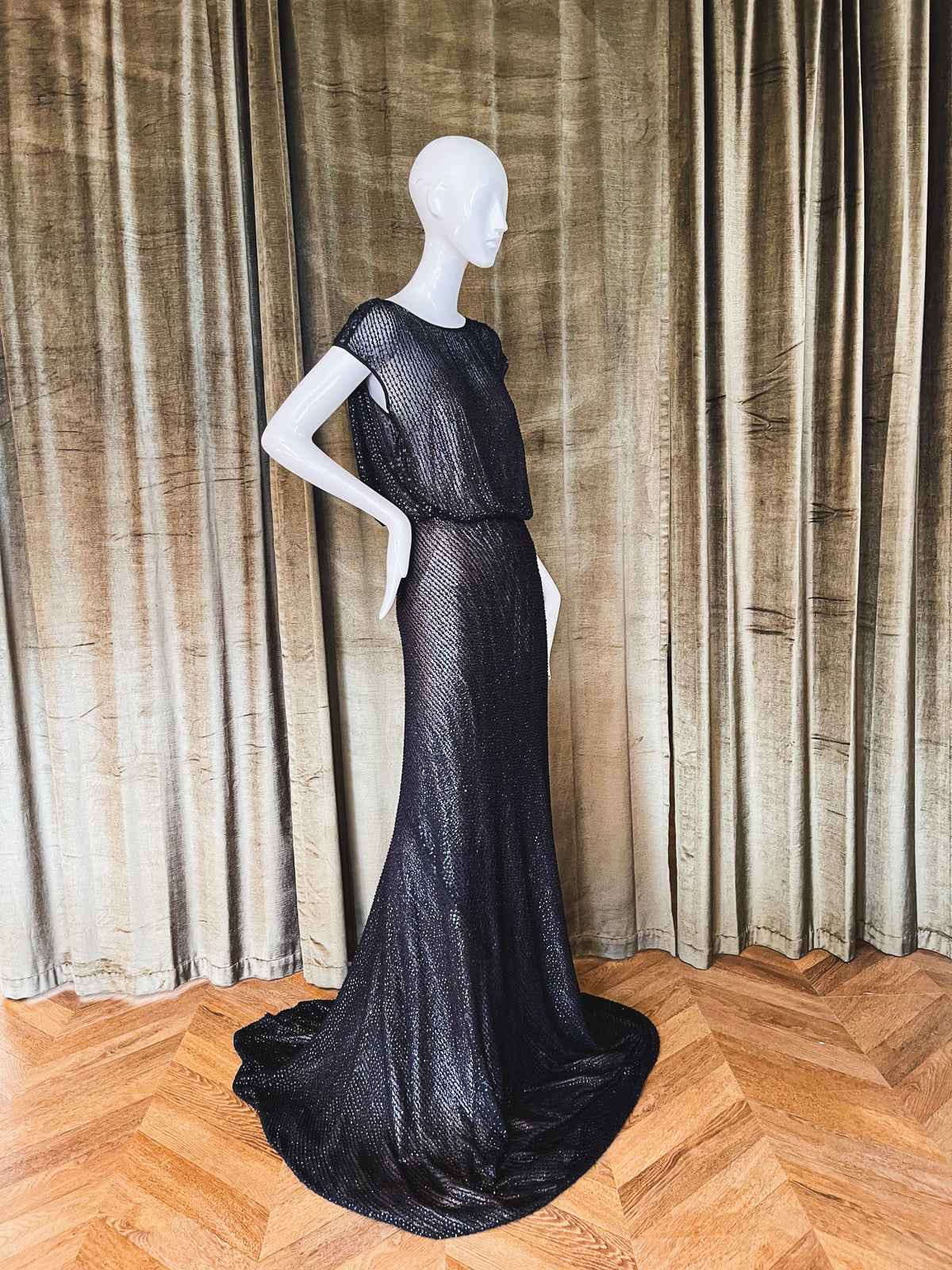 Haveford Gown | Striated Black Beading