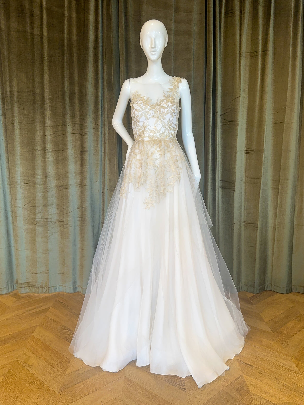 Flora Gown | Golden Floral Lace