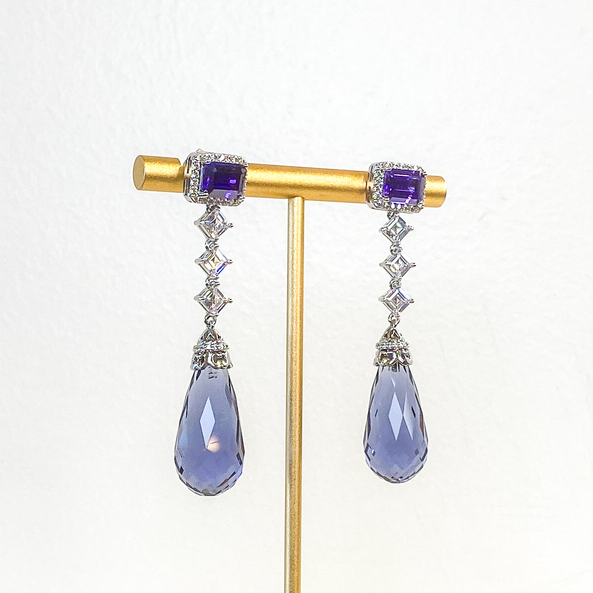 Drop Earrings | Pear Cut Tassle | Light Amethyst