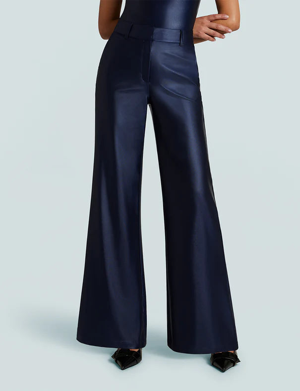 Matte Metallic Wide Leg Trouser | Sapphire | by Commando