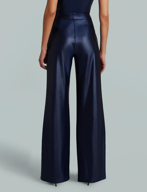 Matte Metallic Wide Leg Trouser | Sapphire | by Commando