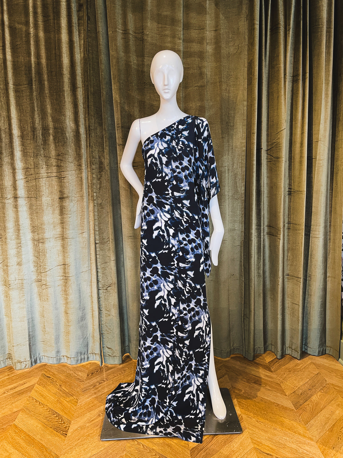 Mikki Gown | The Floral Blues Silk Crepe