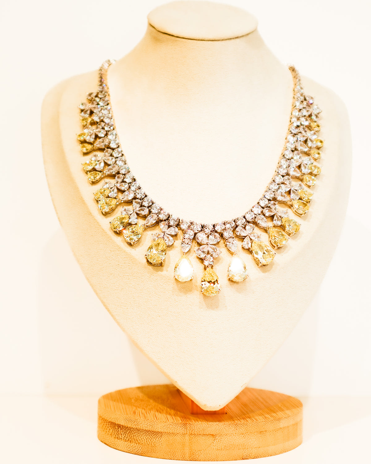 Necklace | Crystal Clover Pear Drop | Citrine
