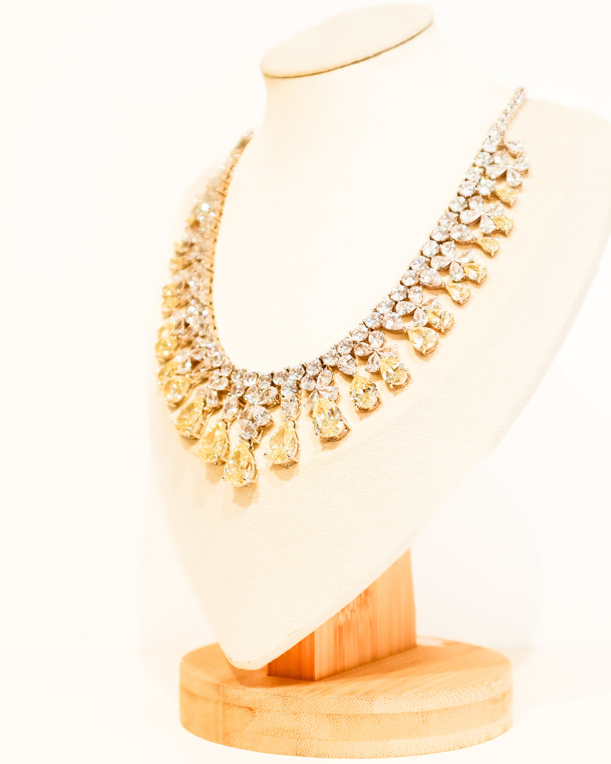 Necklace | Crystal Clover Pear Drop | Citrine