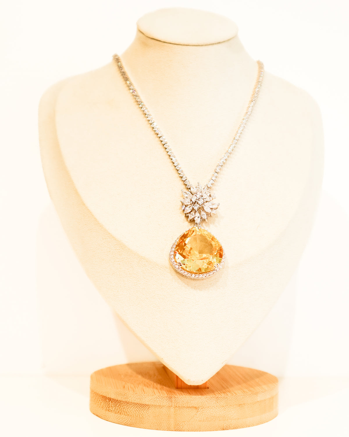 Necklace | Crystal Cluster Teardrop | Citrine