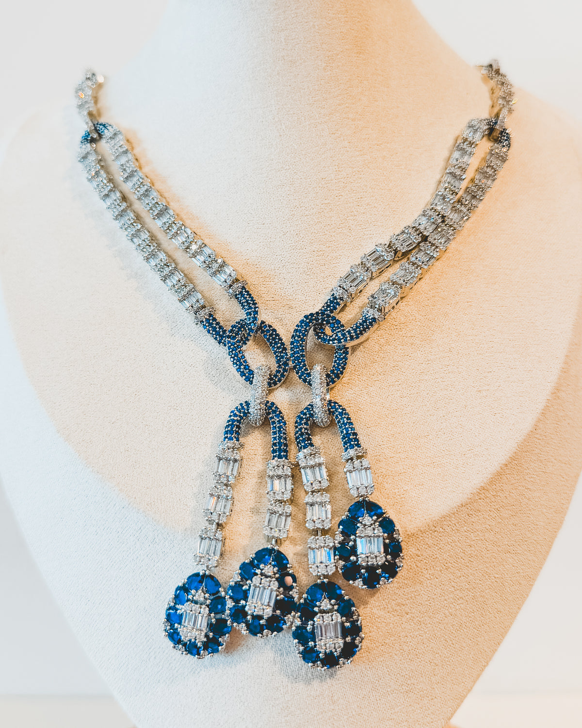Necklace | Link Tassel Drop | Sapphire