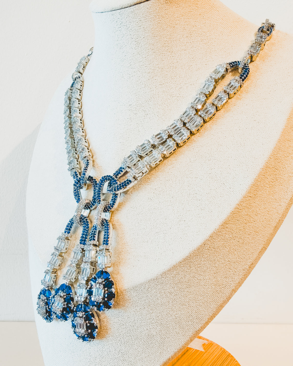Necklace | Link Tassel Drop | Sapphire