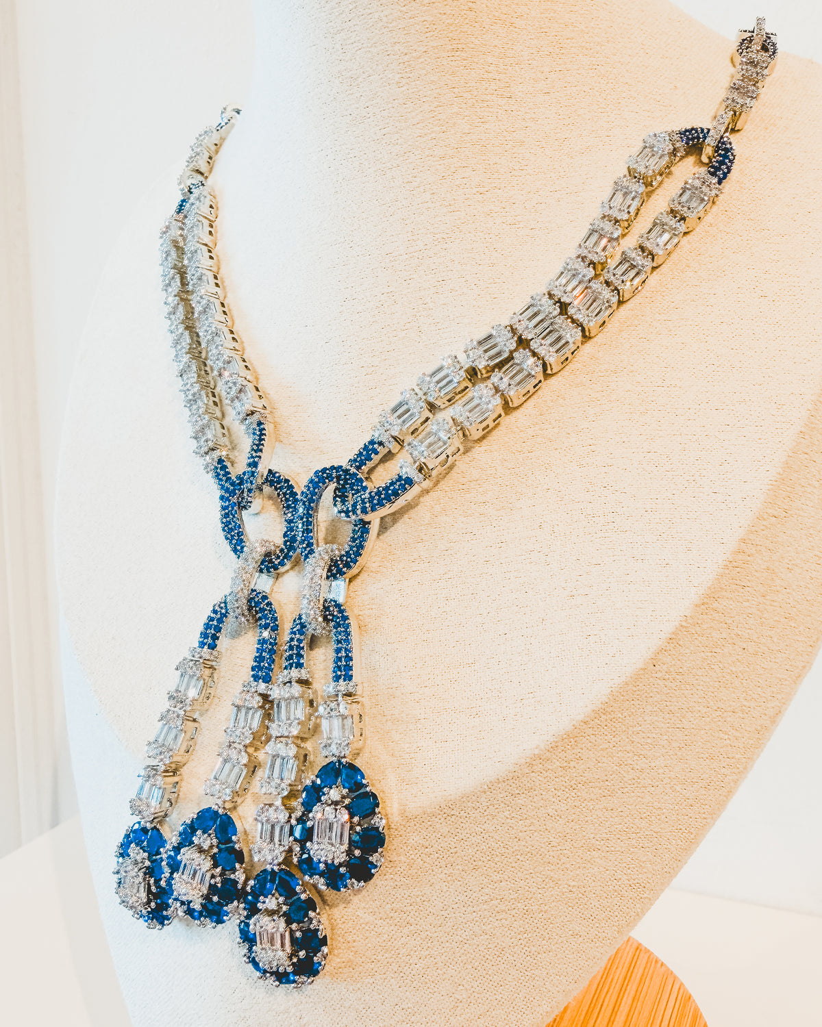 Necklace | Link Tassel Drop | Sapphire