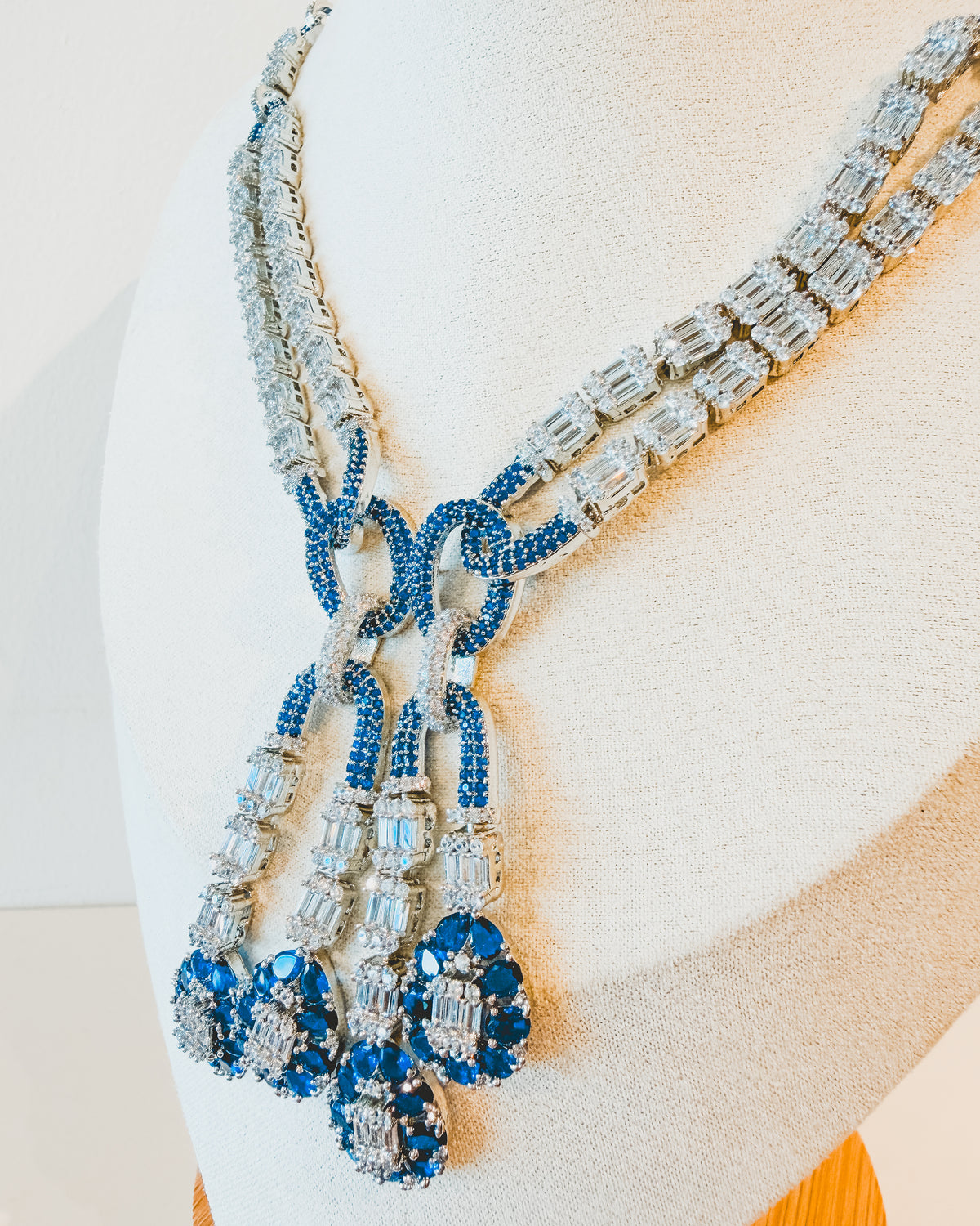 Necklace | Link Tassel Drop | Sapphire