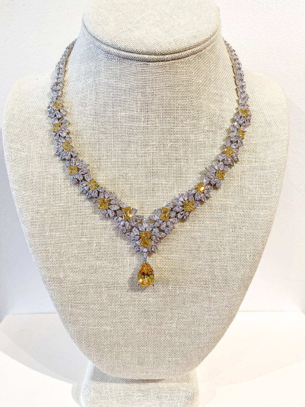 Necklace | Radiant Floral Drop Crystal | Citrine