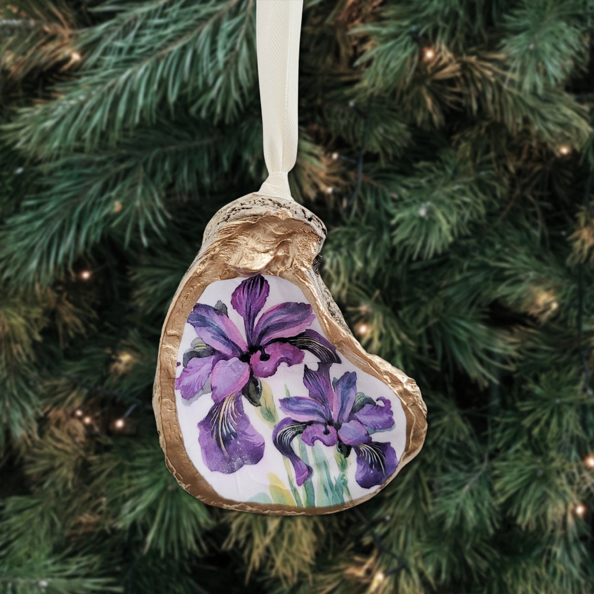 Oyster Shell Christmas Ornament | Purple Iris | Algiers Point Oyster Co.