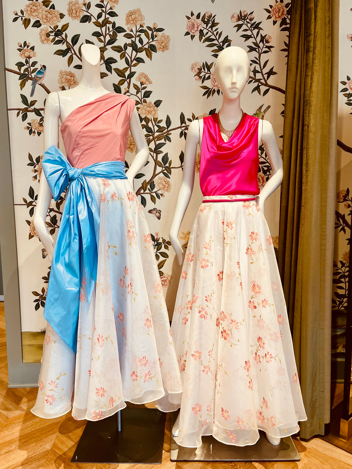 High Tea Skirt | Handpainted Floral Silk Organza