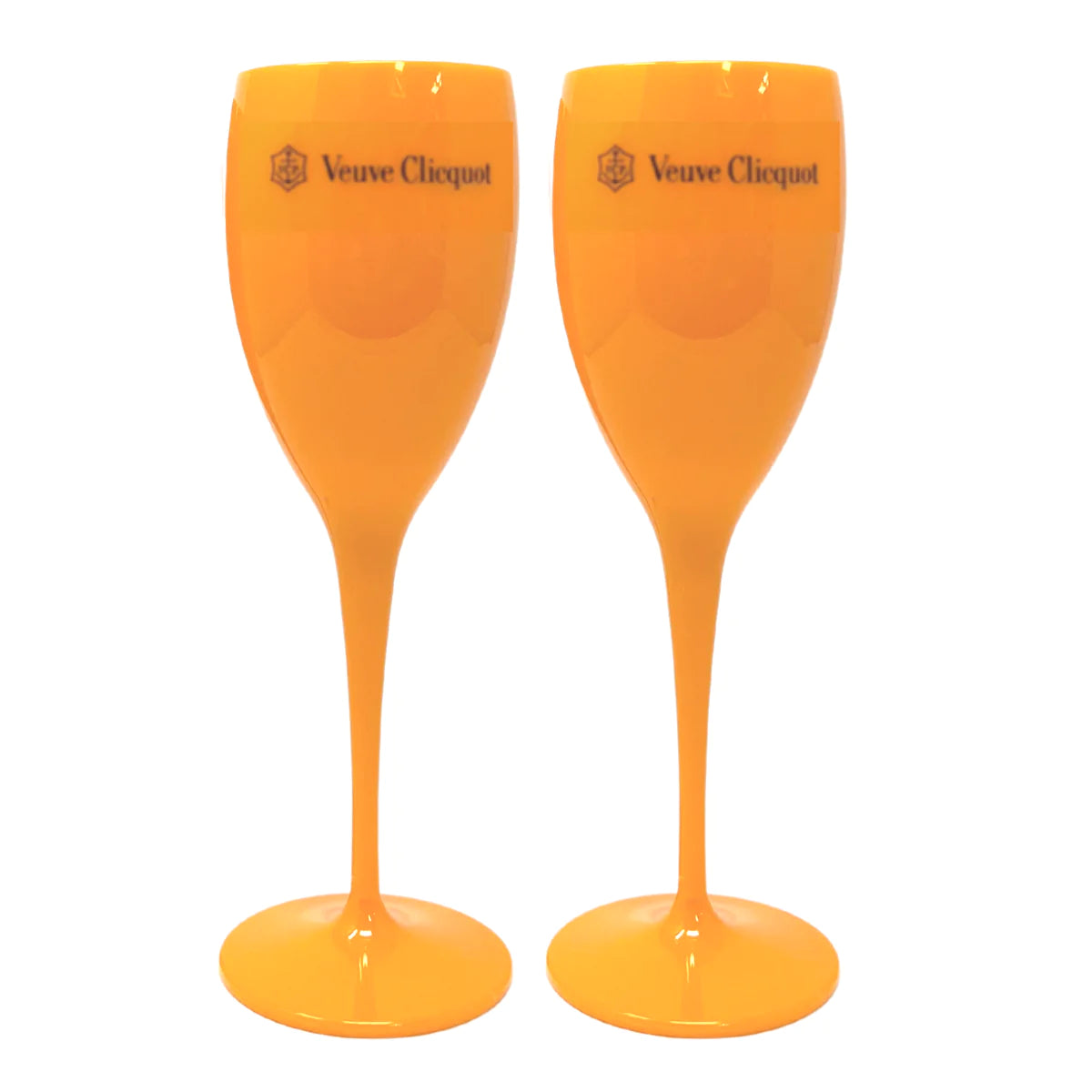 Orange colored plastic champagne glass from Tart by Taylor 
