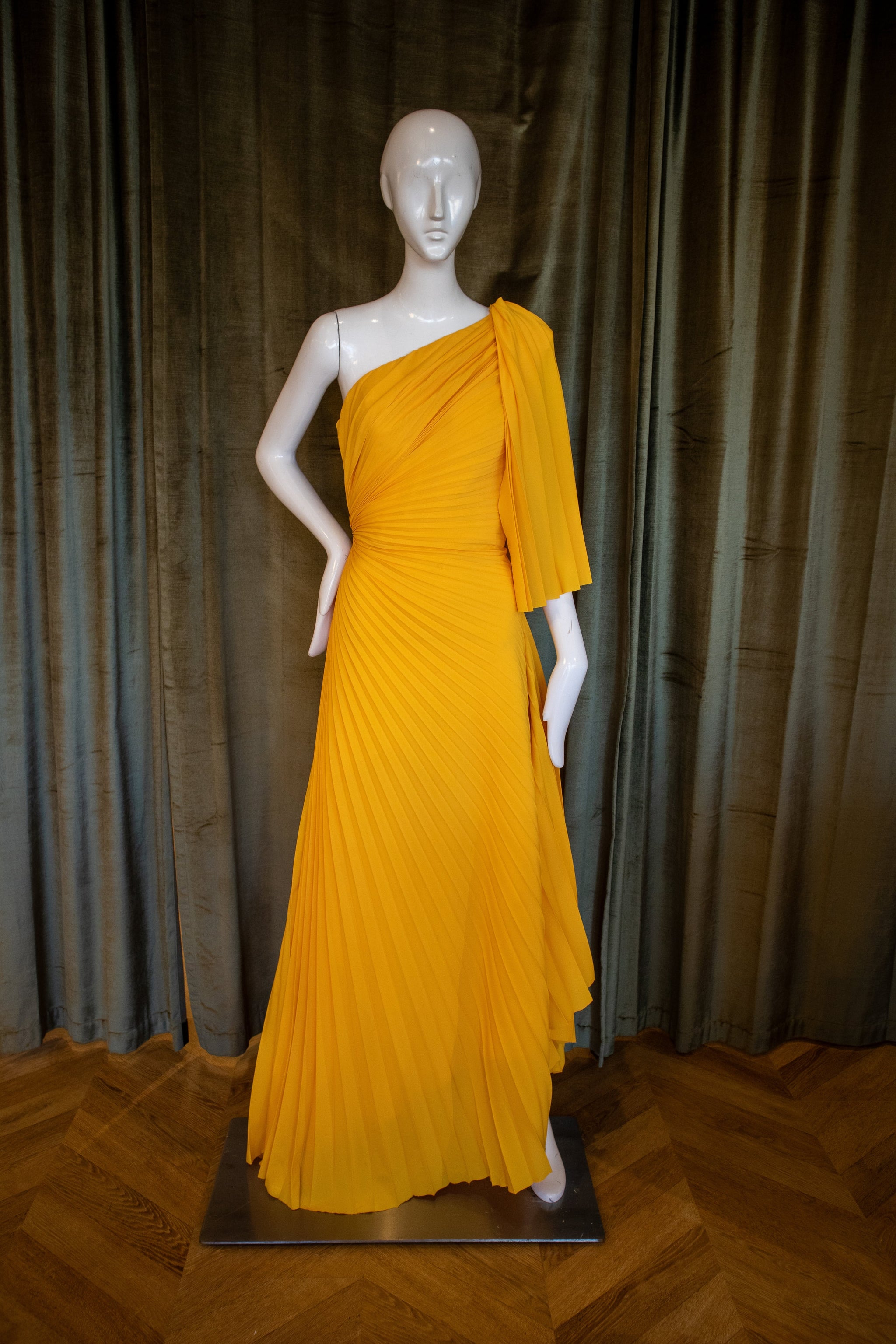 Sunburst Gown | Pleated Crepe | Marigold Sunburst Gown | Pleated Crepe | Marigold