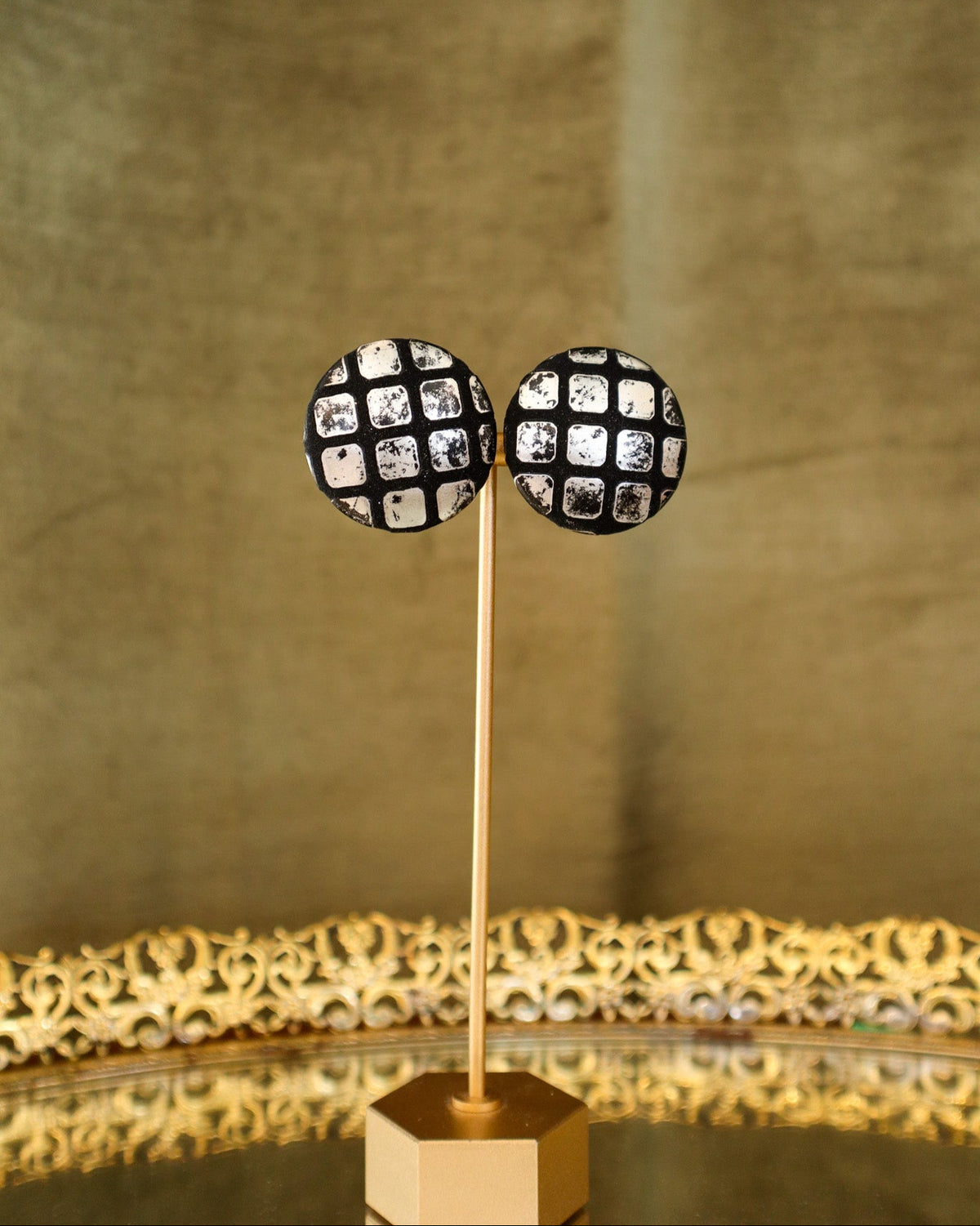 Attitude Paris Silvertone and Black Earrings | Vintage