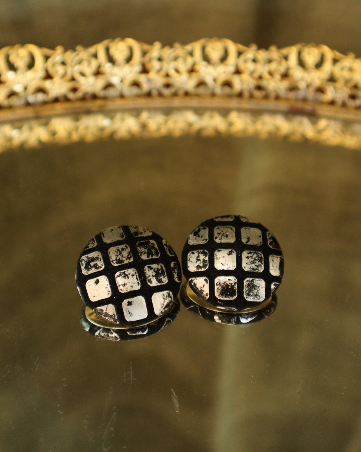 Attitude Paris Silvertone and Black Earrings | Vintage