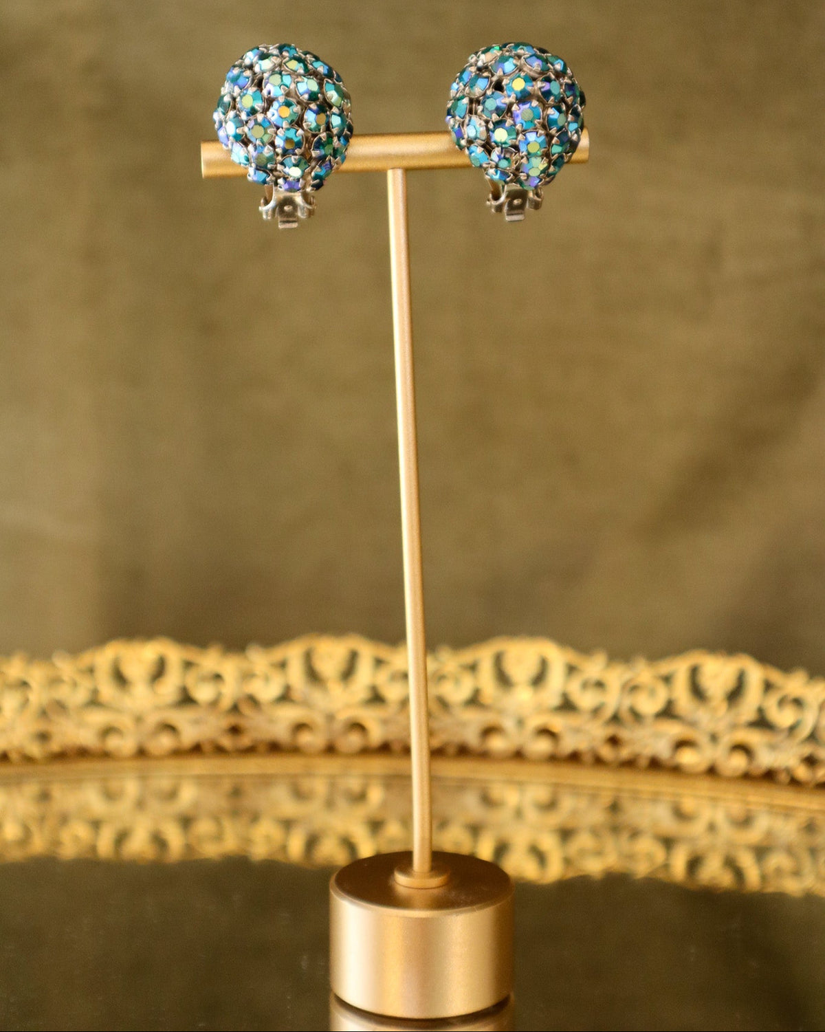 Warner Rhinestone Round Cluster Earrings | Vintage