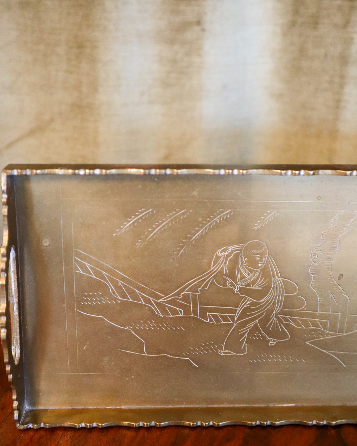 Decorative Brass Serving Tray | Vintage