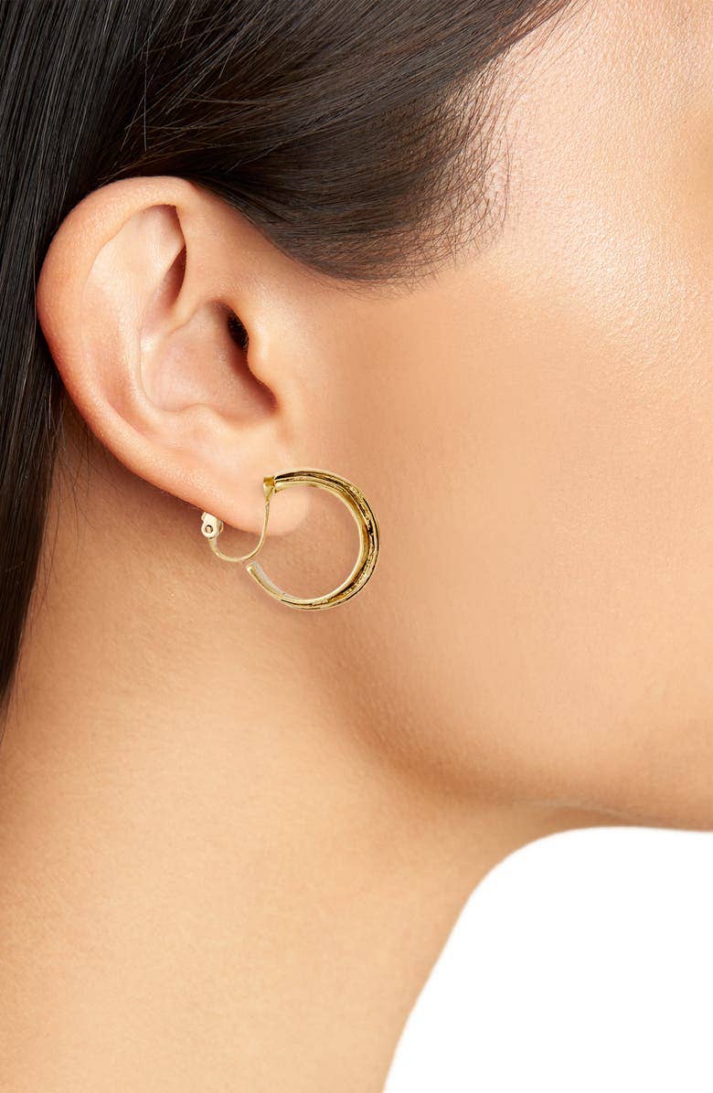 Clip-On Earring | Overlap Hoops - Gold | Karine Sultan