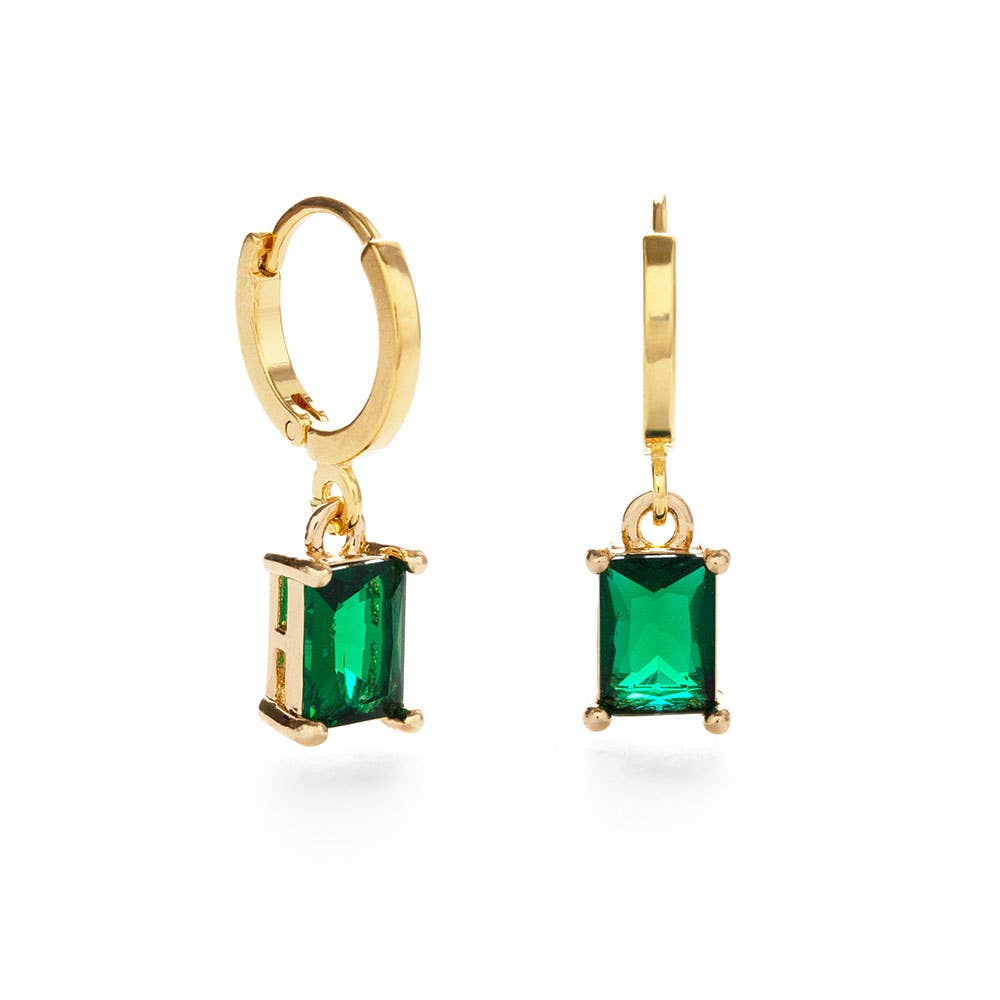 Earrings | Huggie Hoop - Emerald Green | Amano Studio