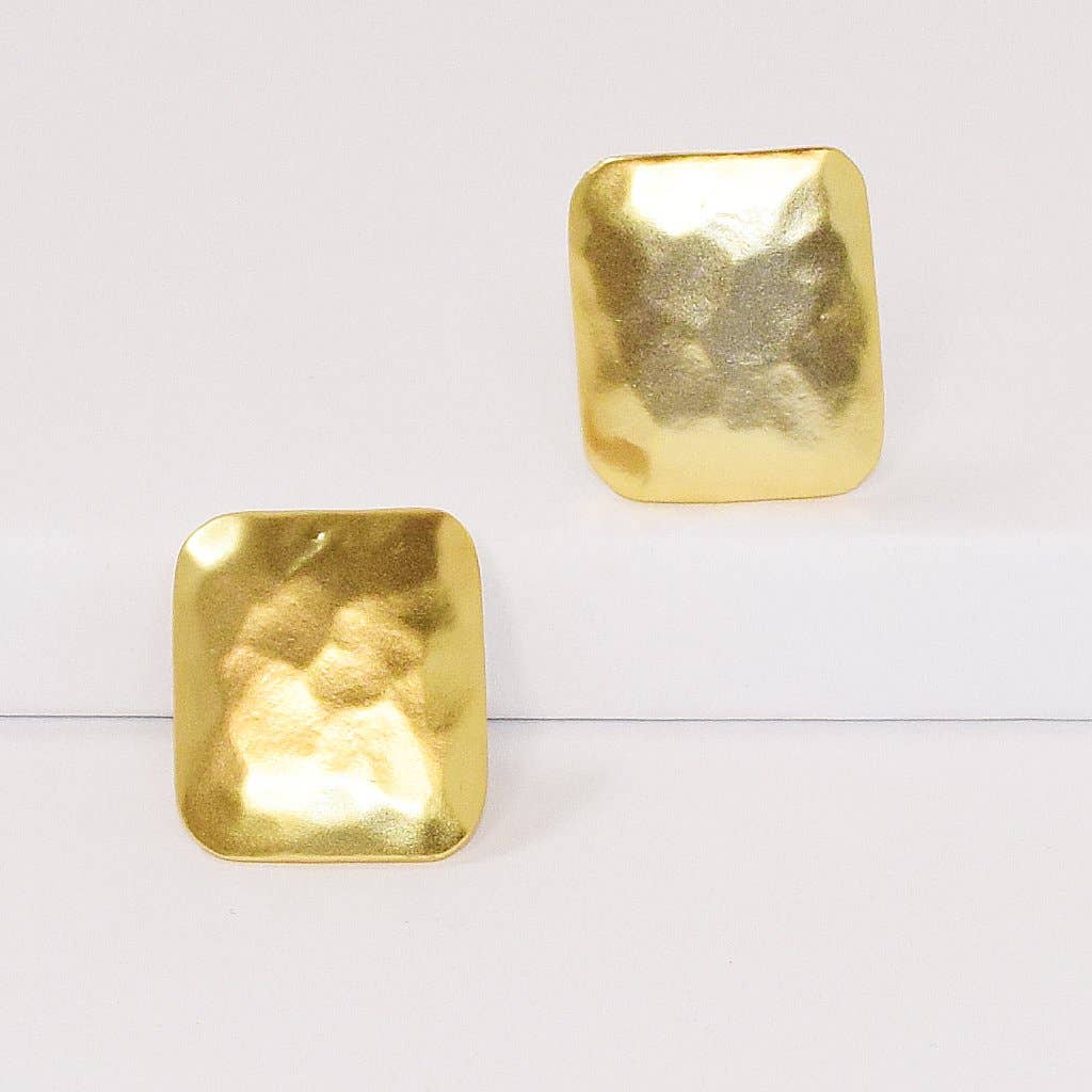 Clip-On Earring | Textured Square - Gold | Karine Sultan