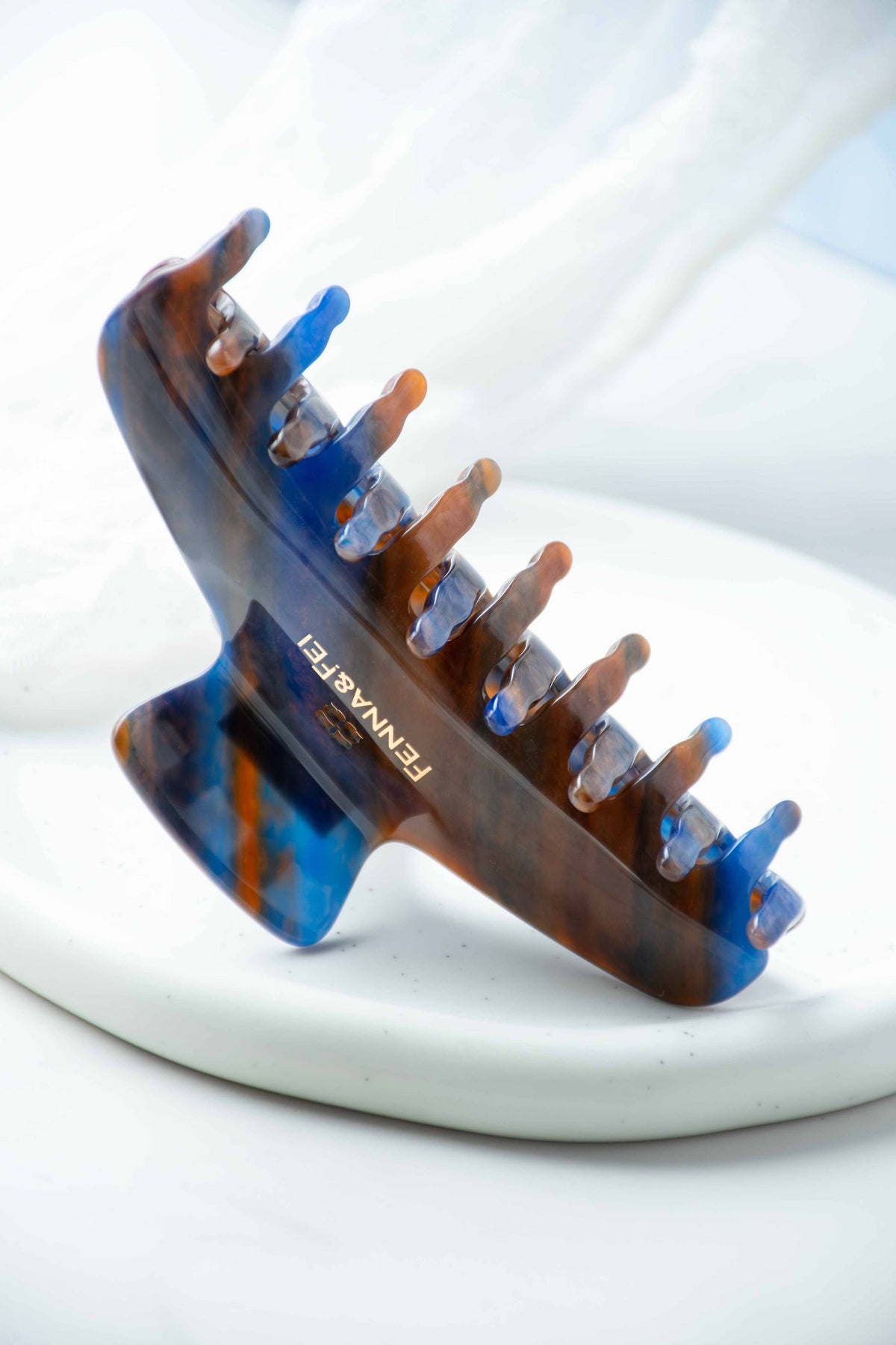 Glamour Grip Wave Claw | Blue Jasper - Blue Brown Orange | Fenna&Fei