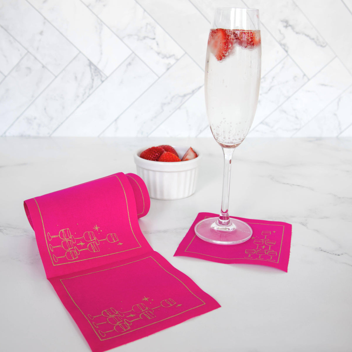 Cocktail Napkins | Golden Bubbles (Pink) | Toasting With Tara