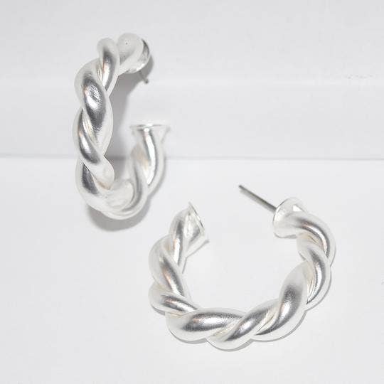 Earring | Twisted Braid Hoop - Silver | Karine Sultan