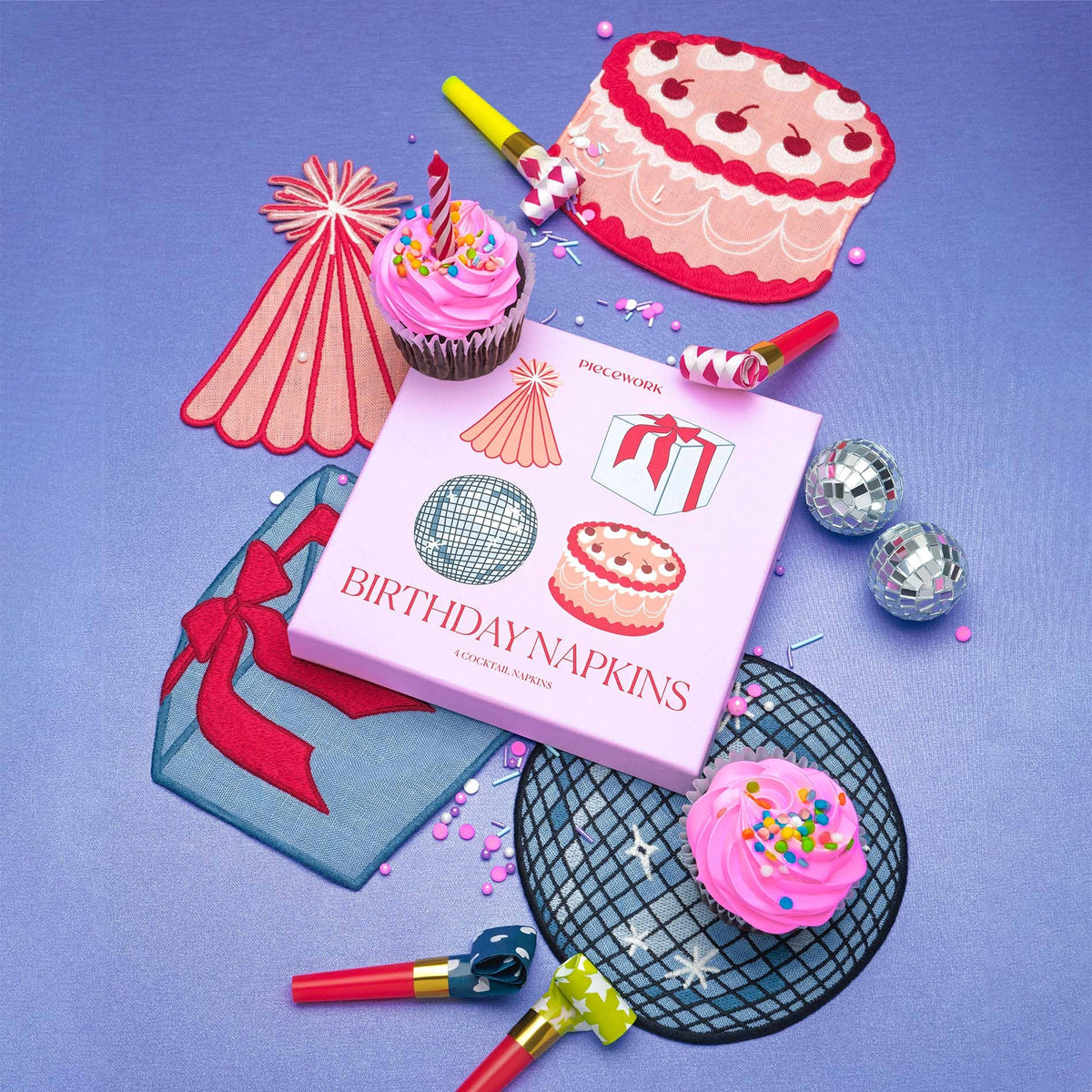 Cocktail Napkins | Set of 4 | Birthday | Piecework