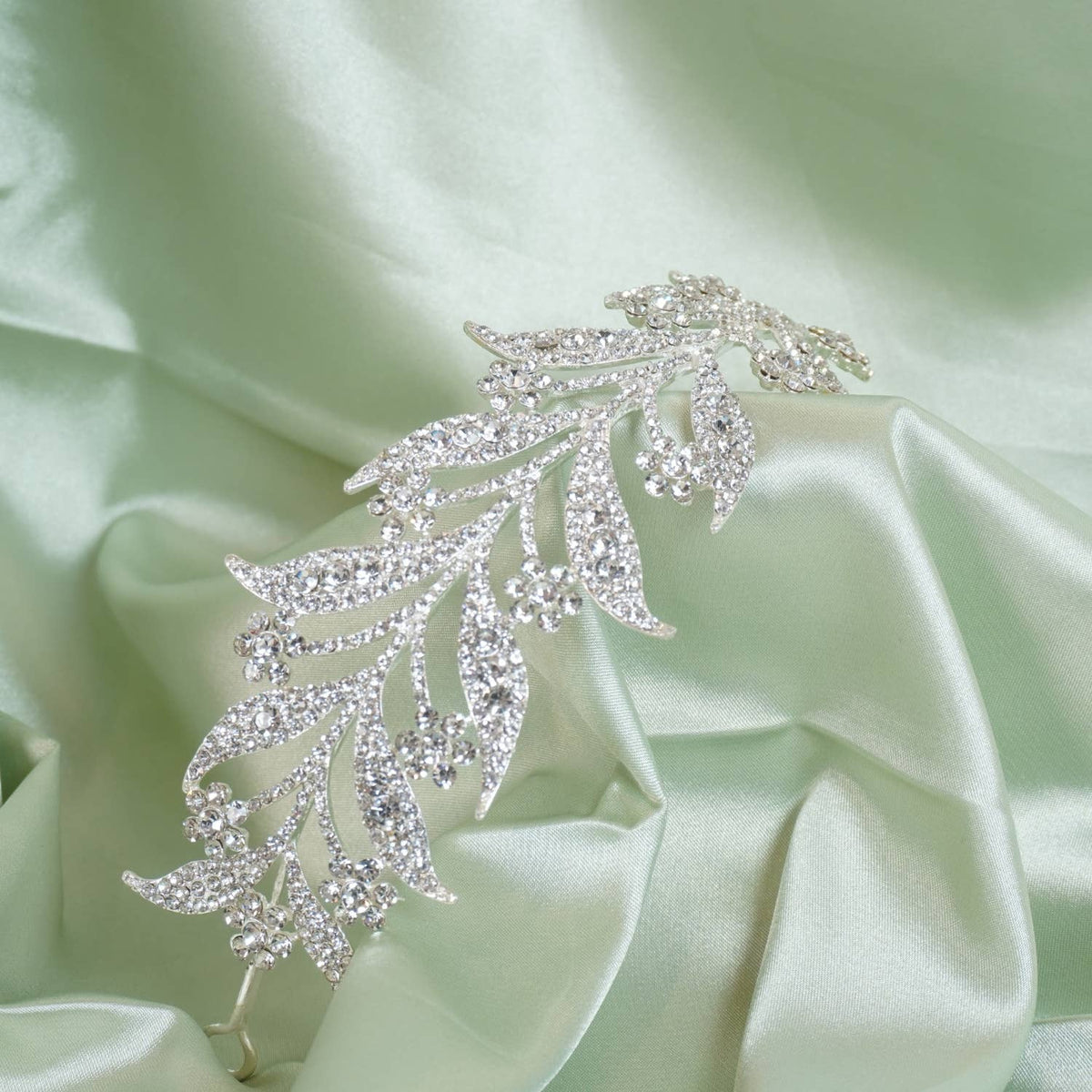Crystal Crown Tiara | Silver Leaf