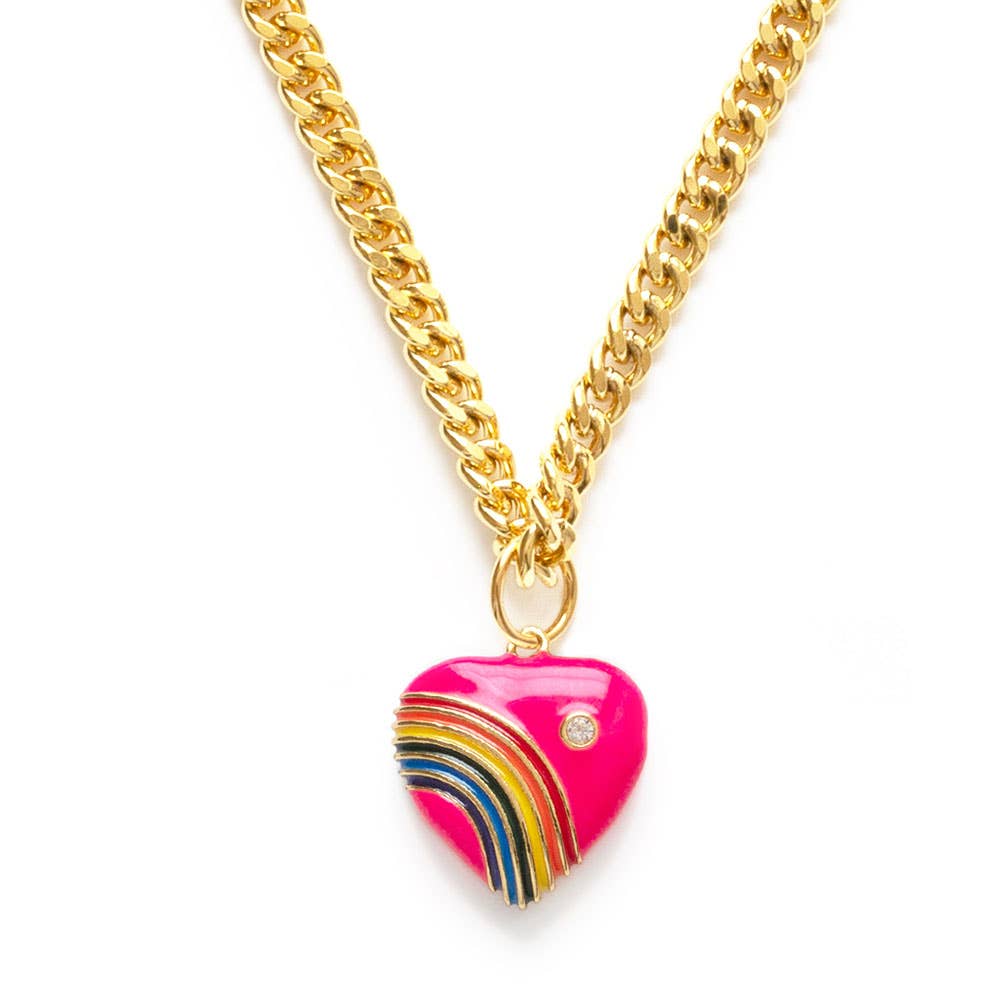 Necklace | 80s Rainbow Heart - Hot Pink | Amano Studio