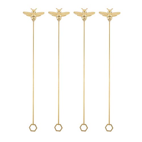 Garden Party: Set of 4 Gold Bumble Bee Stir Sticks | Twine