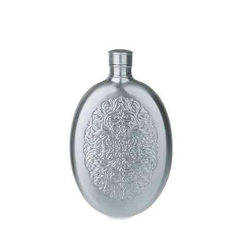 Brushed Brass Finish Filigree Flask - Silver | Twine