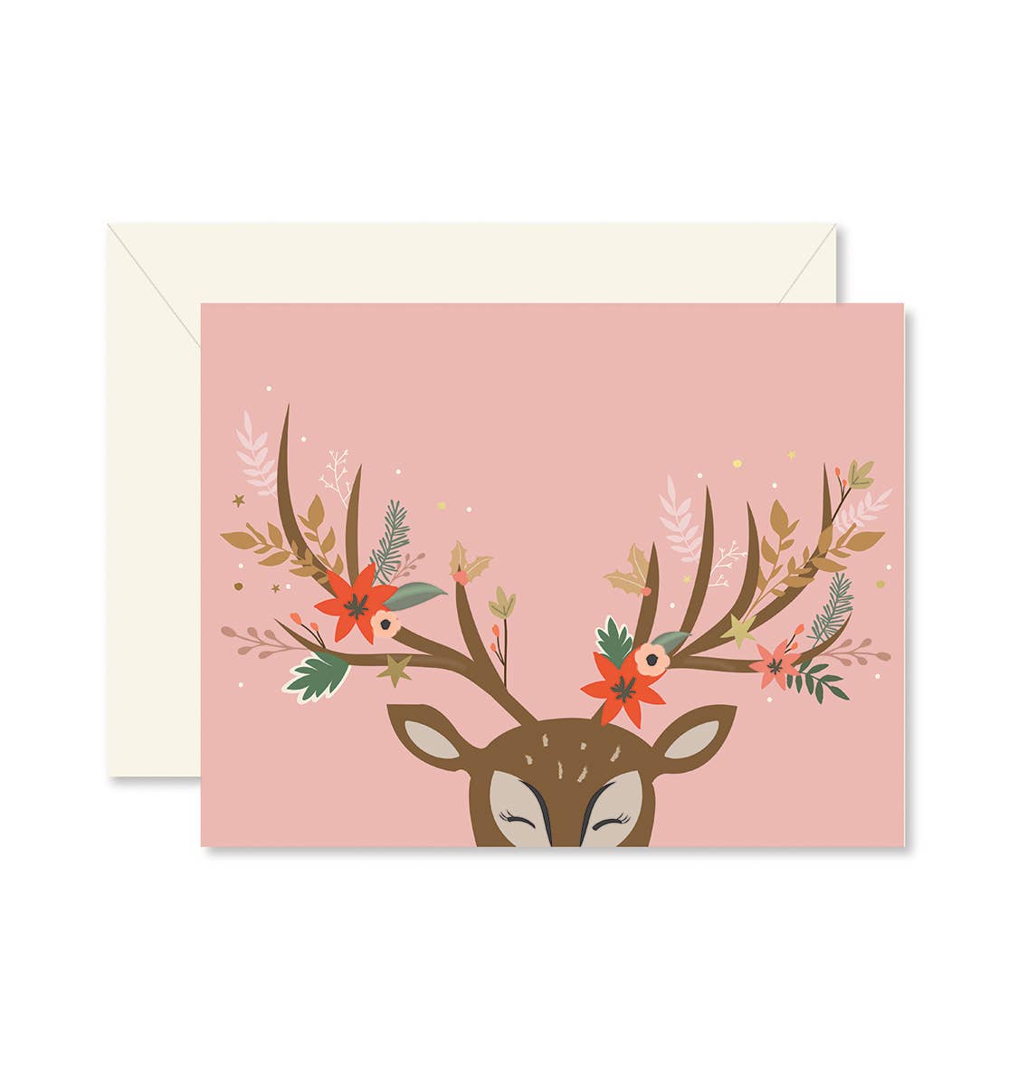 Holiday Card | Reindeer Floral | Ginger P. Designs
