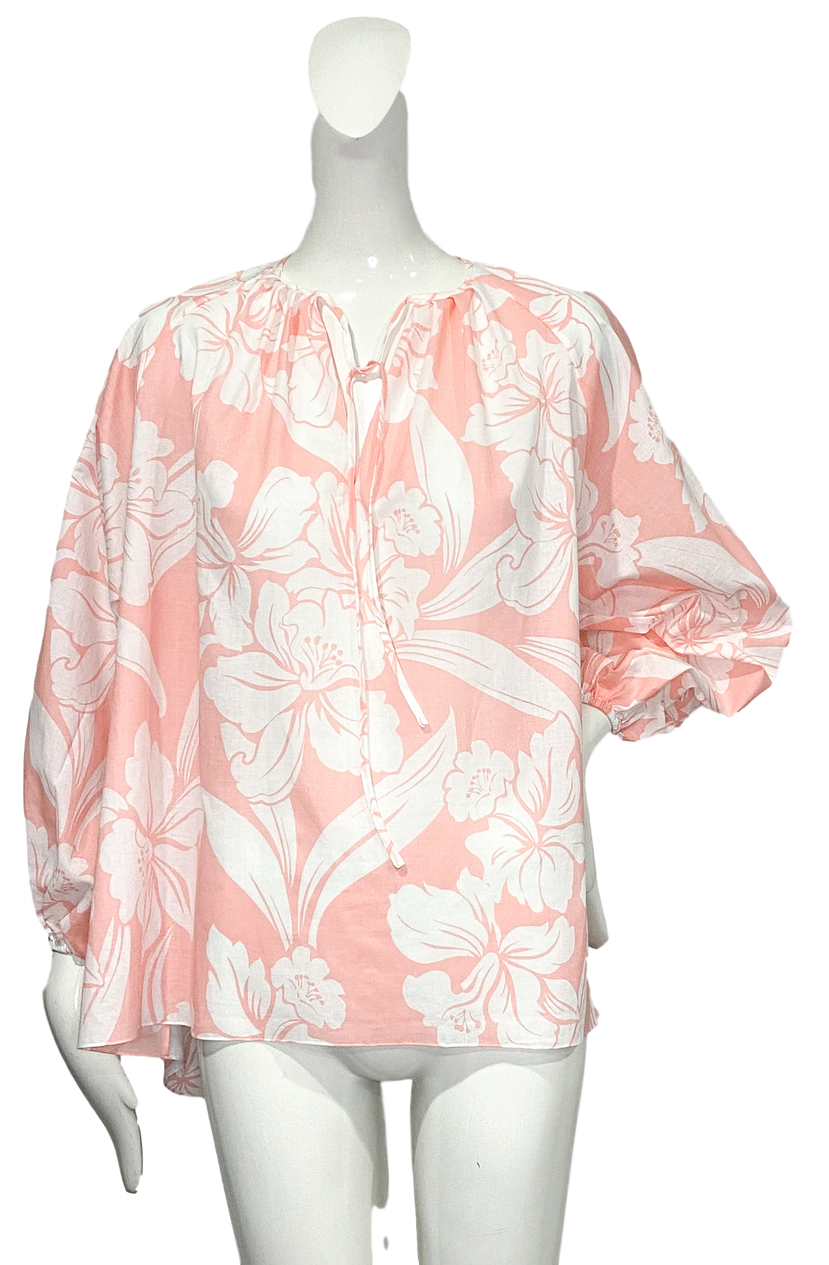 Chimayo Top |  Pink and White Tropical
