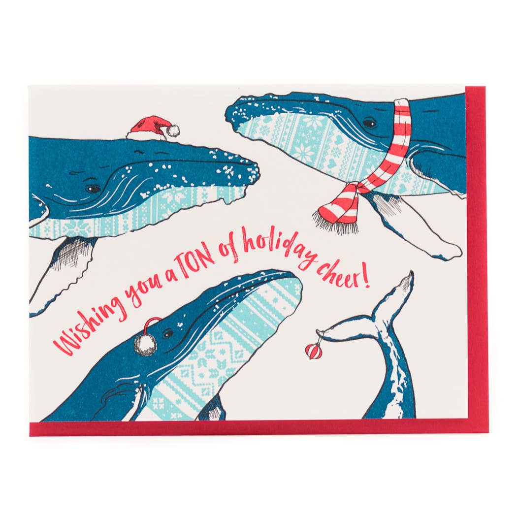 Holiday Sweater Whales Card | Porchlight Press Letterpress