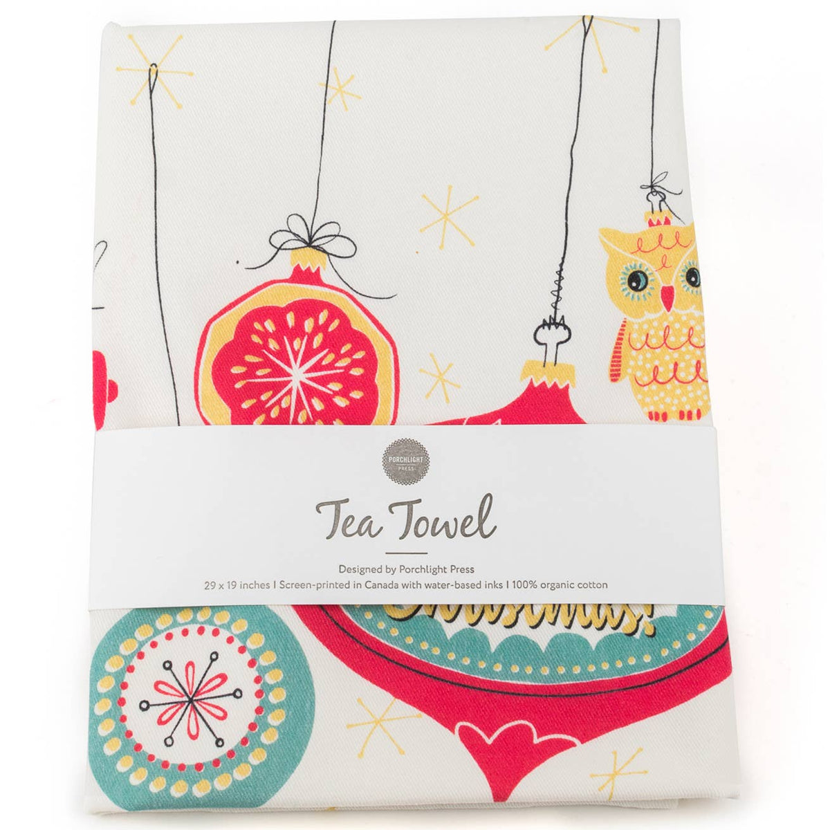 Tea Towel Holiday Retro Ornaments | Porchlight Press Letterpress