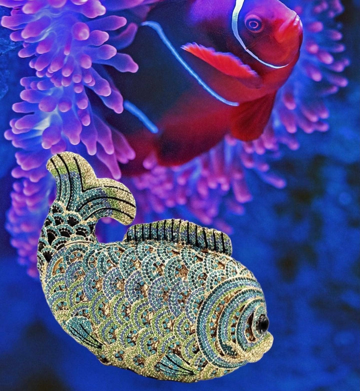 Swarovski Crystal Clutch | Blue Lucky Koi Fish | Sibylla Delphica