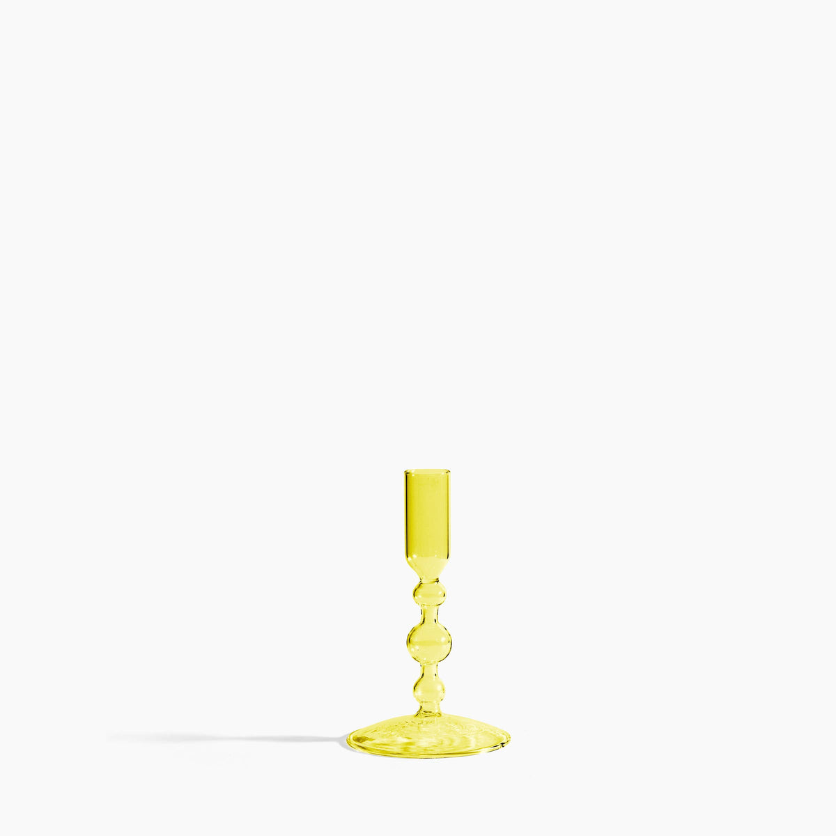 Yellow Glass Candlestick Holder in Short | Poketo