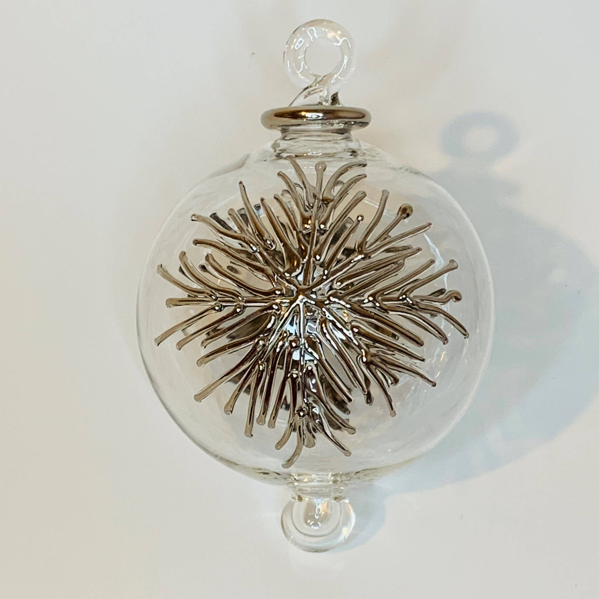 Blown Glass Ornament | Frozen Silver | Dandarah