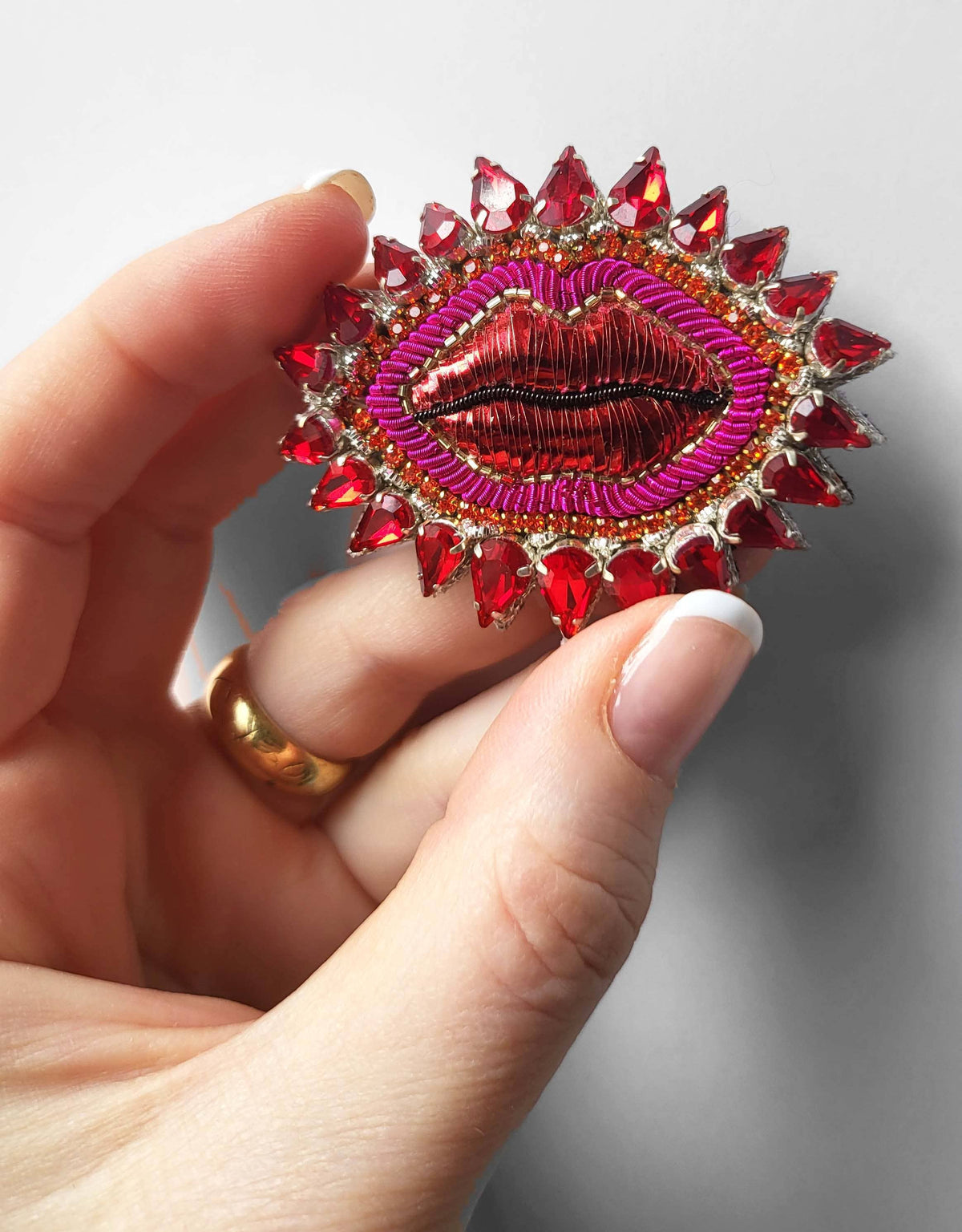 Brooch | Red Funky Punky Mouth - Small | Céleste Mogador