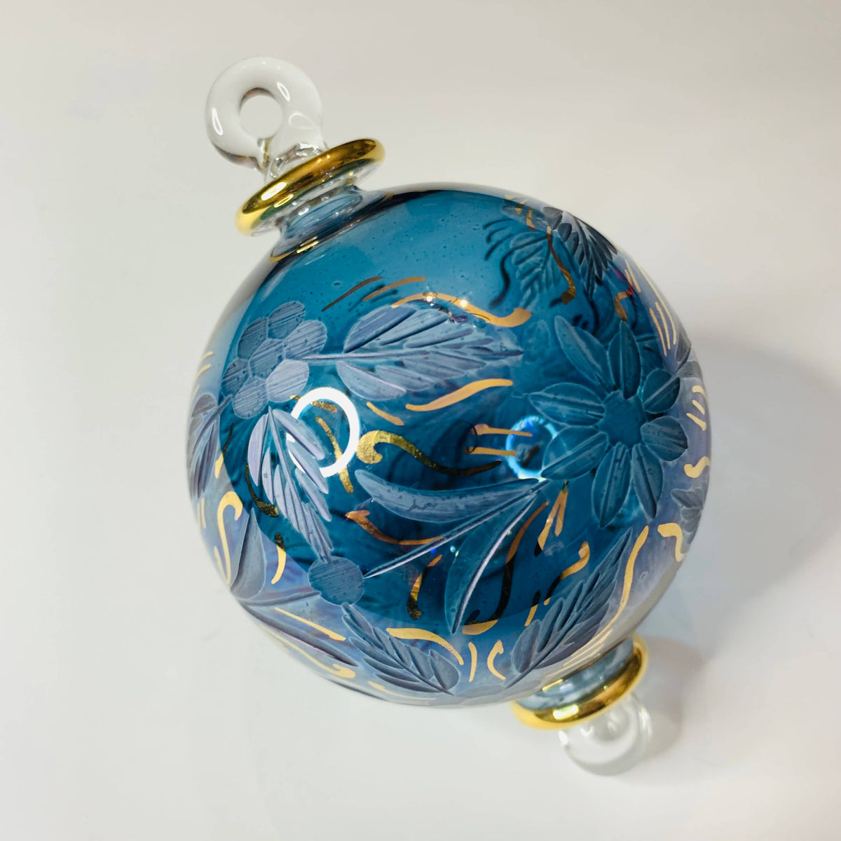 Blown Glass Ornament | Flowers in Blue | Dandarah