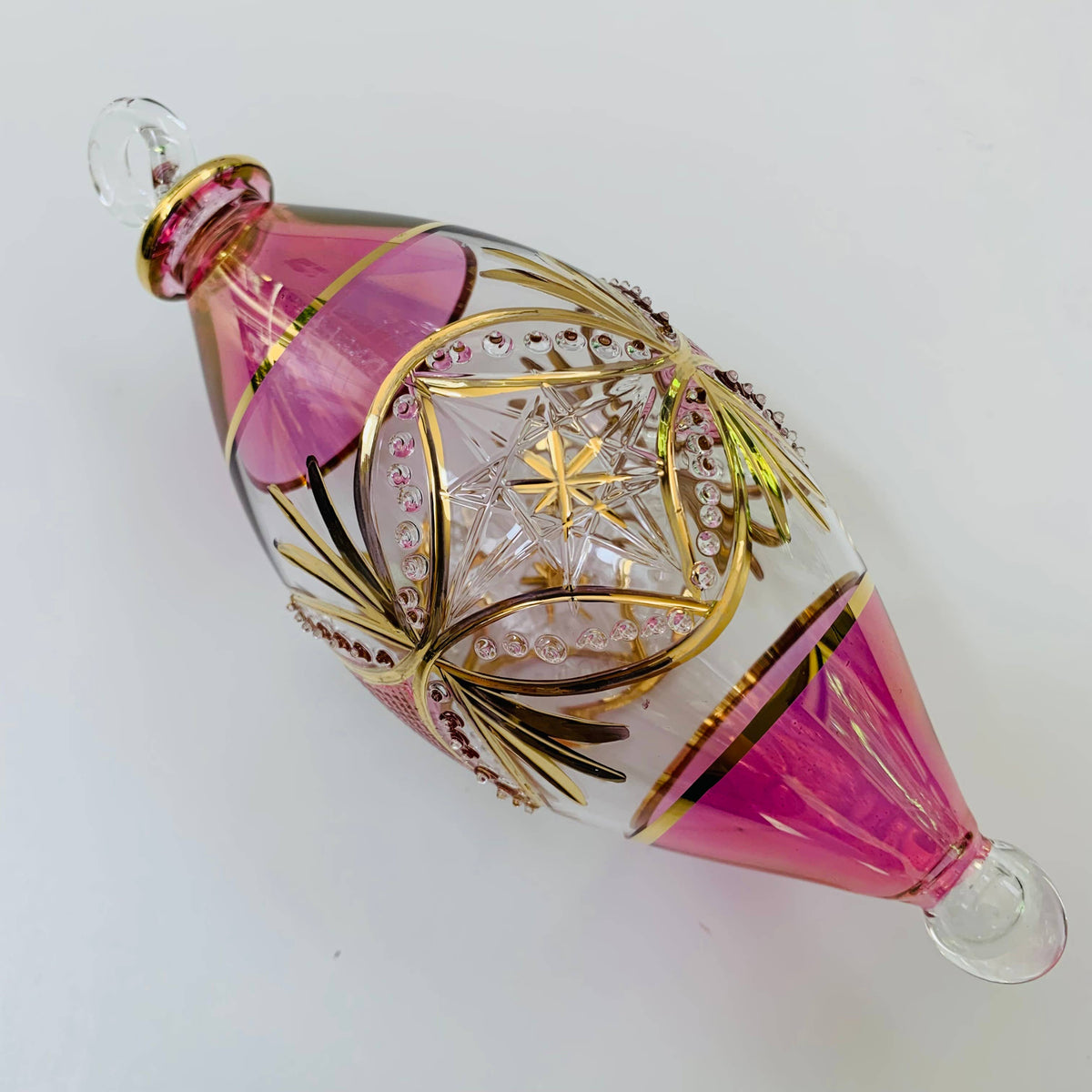 Blown Glass Oval Ornament | Pink Carousel | Dandarah