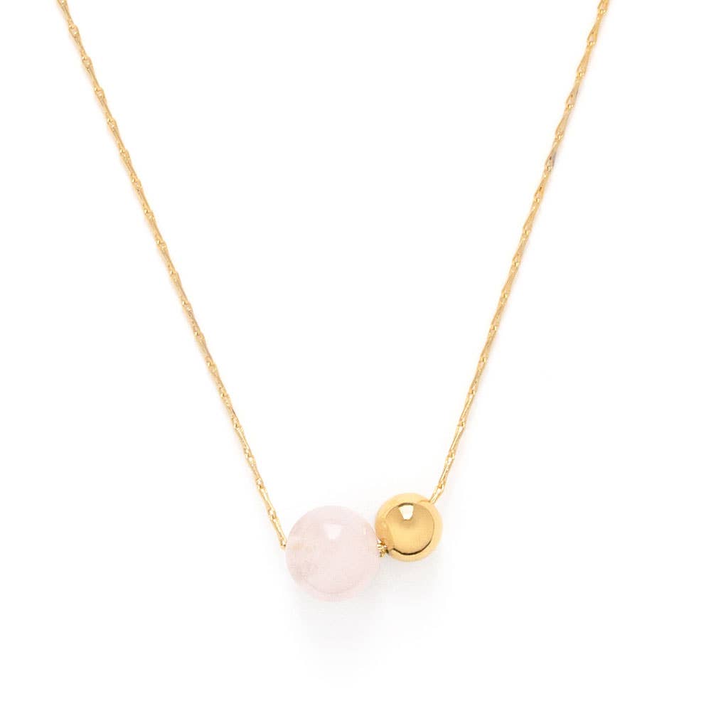 Gemstone Orbit Necklace | Rose Quartz | Amano Studio