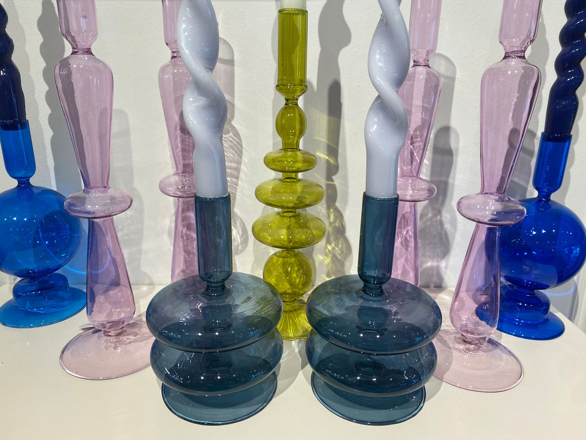 Taper Holder | Ocean Teal Coloured Glass  | Mægen